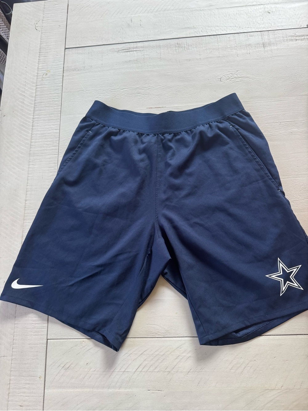 Nike Men's Navy Athletic Shorts with White Logos